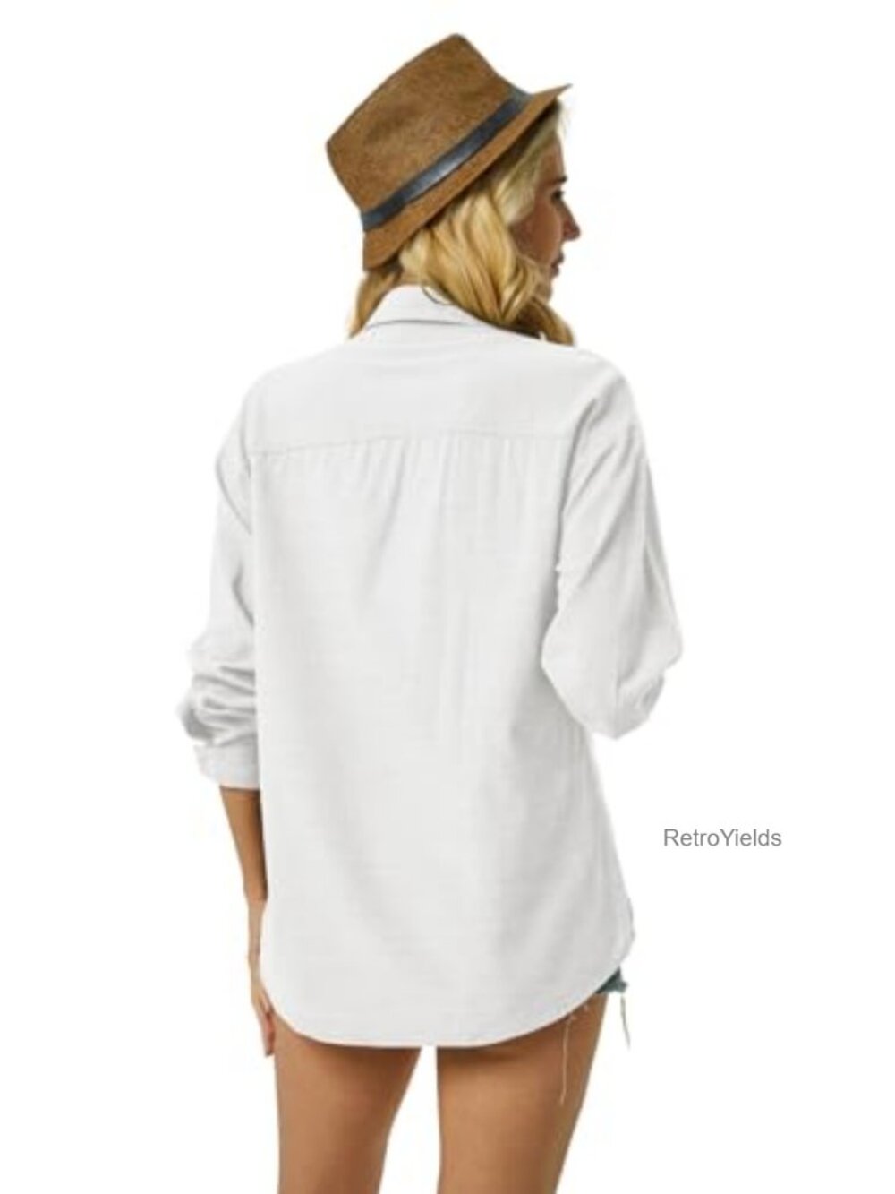Button Down Shirts Cotton Linen Long Sleeve Dress Shirts Casual Summer Tops - Picture 5 of 7